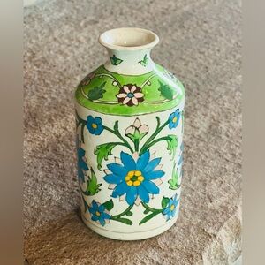 Vintage Turkish Iznik hand Painted Floral Vase